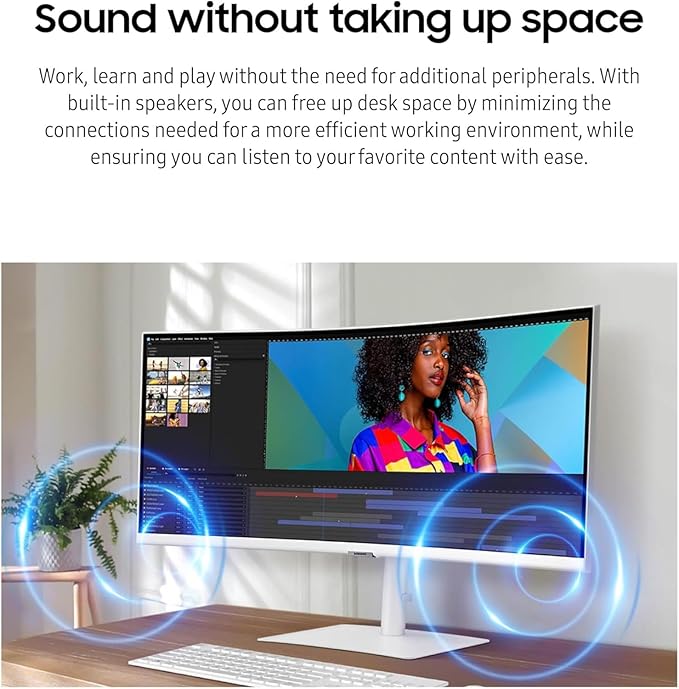 Samsung 34 ViewFinity S65TC Ultra-WQHD 100Hz AMD FreeSync HDR10 Curved Monitor Bundle with Tech Smart USA Elite Suite 18 Standard Editing Software Bundle + 2 Year CPS Enhanced Protection Pack