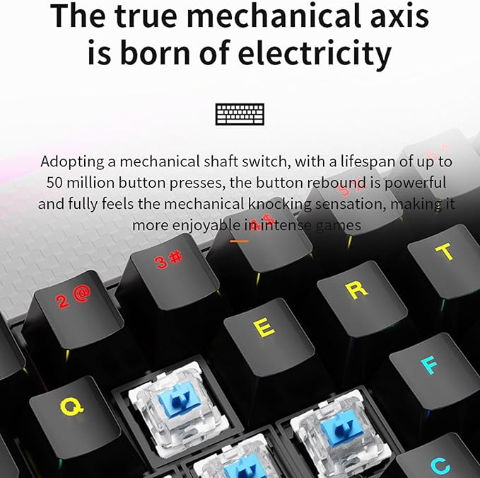 Vikye Mechanical Gaming Keyboard RGB Backlight Compact 68 Keys Mini Wired Office Keyboard with Blue Switch Suitable for Windows for Android PC Laptop (Black