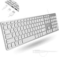 Macally Wired Keyboard for Mac with USB Hub (2X USB-A / 1x USB-C) - Compatible Backlit Apple Keyboard with Dual Interface - Auto OS Detection for Mac MacBook iMac PC Android iPad iOS - Silver