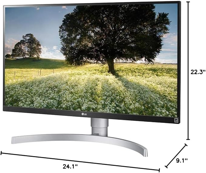LG 27UK650-W 27” Inch UHD (3840 x 2160) IPS Display with HDR 10 sRGB 99% Color Gamut AMD FreeSync Technology 3-Side Virtually Borderless Design