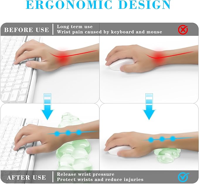 Gel Cloud Keyboard and Mouse Wrist Rest Cute Wrist Support and Arm Support Keyboard Rest for Keyboard and Mouse Typing Pain ReliefSuitable for Office/Computer/Laptop/Gaming （Green）