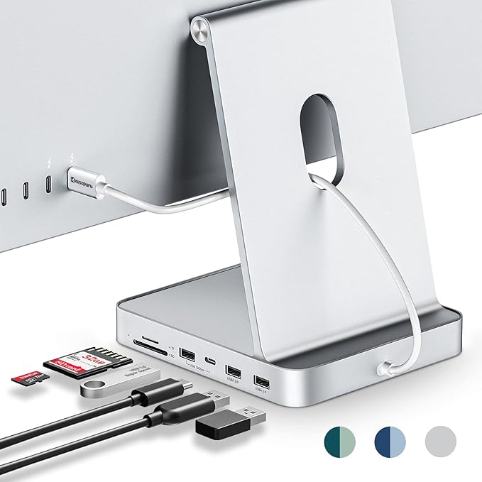 USB C Hub for iMac 24 inch 2021/2023/2024 Minisopuru iMac Hub Support M.2 NVMe SSD iMac Accessories for iMac M1/M3/M4 iMac Adapter with USB A/C 10Gbps SD/TF M.2 SSD (Not Included) Silver