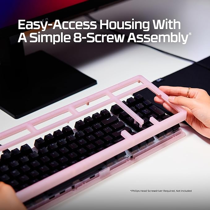 HyperX Origins 2 1800 – Gaming Keyboard PC Swappable Housing Hotswap Switches High Profile 1800 Layout 8k Polling Adjustable Angle Mechanical Switches