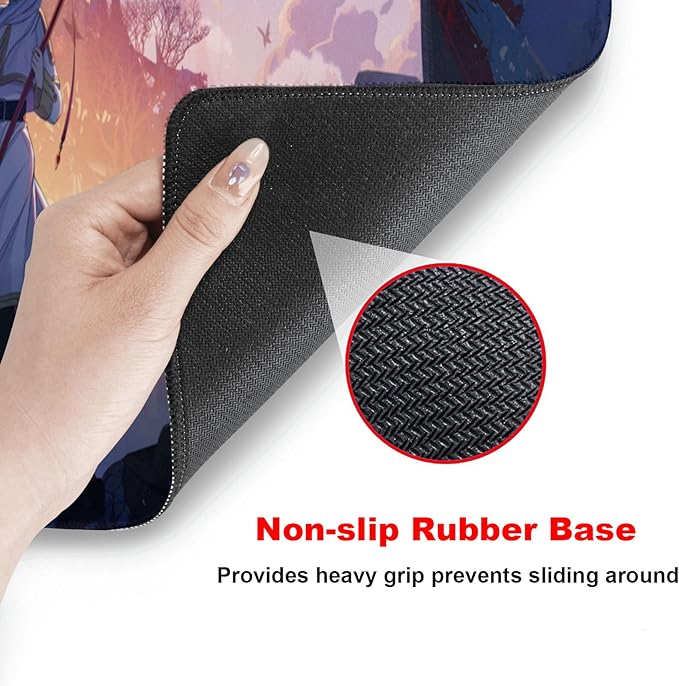 Anime Mouse Pad Water Resist Keyboard PadMouse Pads with Non-Slip Rubber BaseOffice Computer Key Board Mousepad Computer Keyboard Mousepads Mat 800 x 300mm / 31.5×11.8 inches (Frieren B)