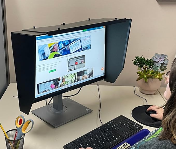 25–28.9 Wide Adjustable Monitor Hood - Enhances Privacy &amp Reduces Glare (Measured by Width Not Diagonal)