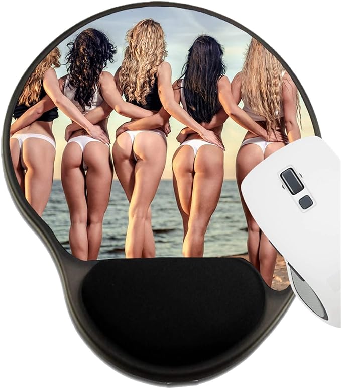 MSD Mousepad Wrist Rest Protected Mouse Pads Mat with Wrist Support IMAGE ID: 22249737 Sexy backs of five beautiful women in bikini on The beach