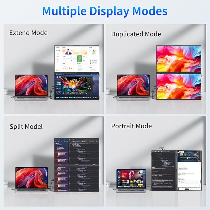 Portable Dual Monitors 18.5 1080P Dual Laptop Screen Extender Foldable Second Monitor Plug &amp Play with No Driver Needed Ideal for Home &amp Office Work with Wins &amp macOS
