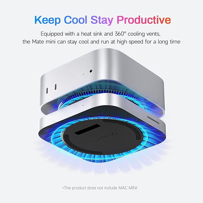 Mate Mini-A 80Gbps Mac mini M4 Dock &amp Stand Dual PCIex2 SSD Slot Max 16TB Expansion PD3.0 Port SD4.0 Card Reader 2.5G LAN 2*USB-A 5Gbps for Laptops/Desktop PC/Mini PC