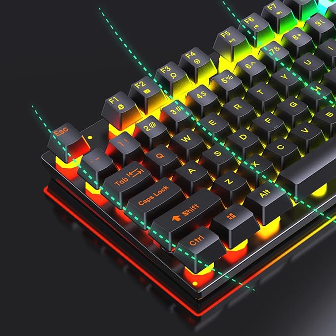 Keyboard and Mouse Combo RGB LED Backlit Gaming 104 Keys Wired USB Keyboards with Ergonomic Gaming Mouse for PC Computer Desktop(Black)