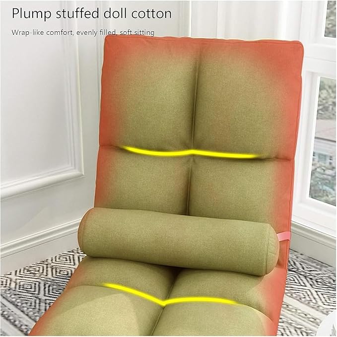 ELEFOCUS Folding Sofa Chair Folding Floor Chair with Waist Pillow Removable and Washable Single Sofa for Bedroom Living Room(Light Blue)