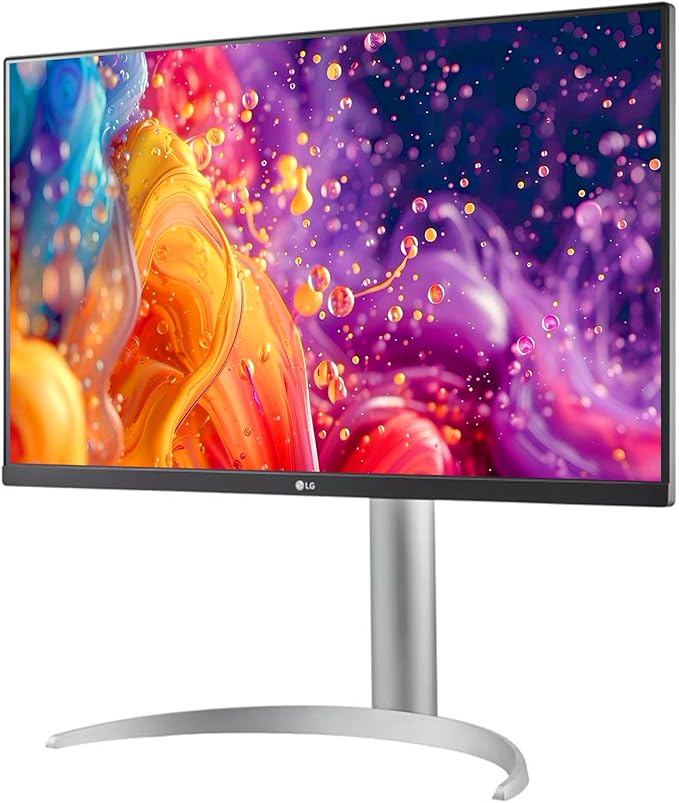 LG 27“ 4K UHD Monitor IPS Display VESA DisplayHDR 400 95% DCI-P3 Dynamic Action Sync Black Stabilizere Height/Tilt/Pivot Stand for Gaming and Offic White/Silver