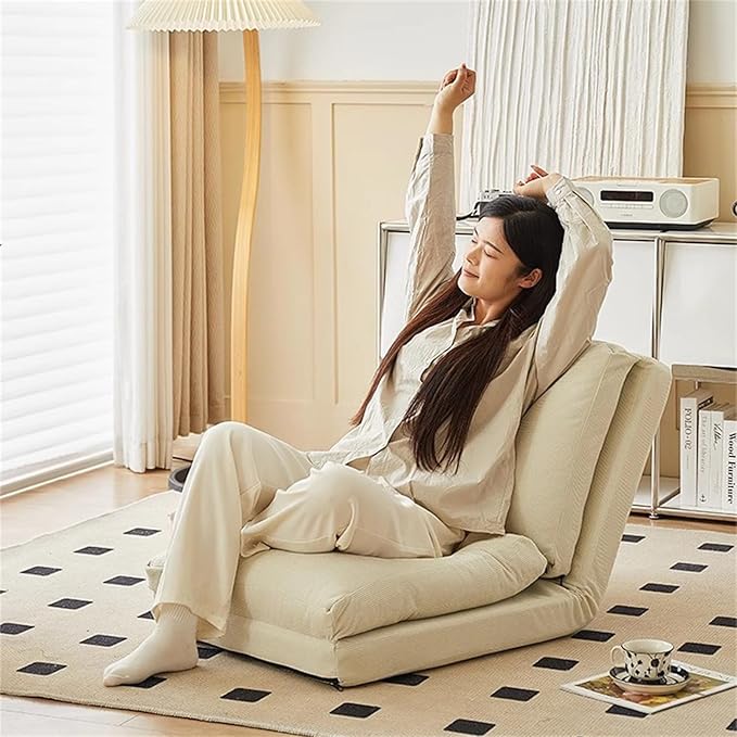 BTZHY Floor Chair Floor Sofa Bed Folding Lazy Sofa Chair Foam Filling Extra Thick Floor Couch Chair Convertible Sleeper Chair Bed 5 Angle Adjustment Recliner Chair for Bedroom Living Room