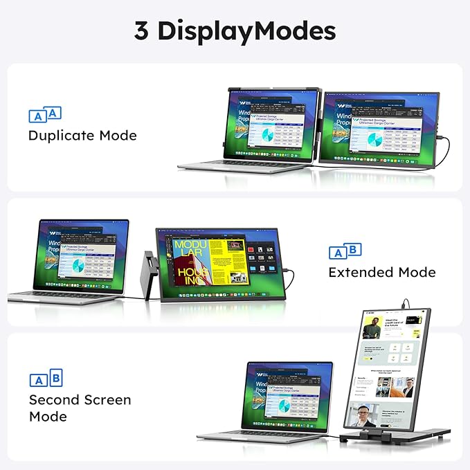Laptop Screen Extender 15.6 FHD 1080P IPS External Portable Monitor for Laptop Plug &amp Play Dual Screen Monitor for 13-17 Laptops Compatible with Mac Wins Chrome Android Dex