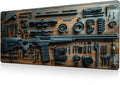 Cool Military Weapon Build Weapon Parts Display Large Gaming Mouse PadNon-Slip Rubber Desk Mat Keyboard for Table Decor (B)