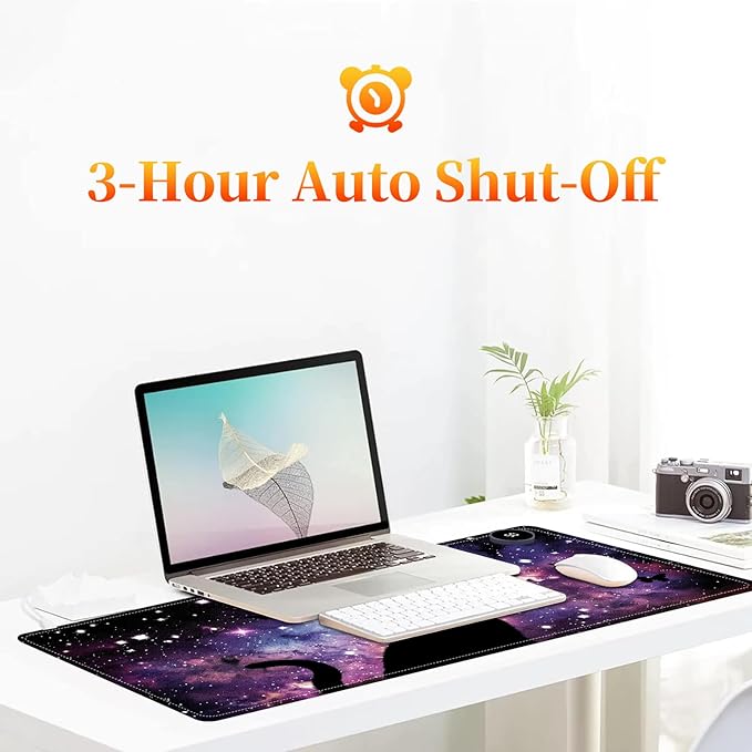 Heated Mouse Pad with 3 Heating Modes &amp 3 Hours Auto Shut31.5x 13 Fast Heating Desk MatPU Leather Office Desk MatAstral Cat
