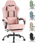 Sweetcrispy Video Gaming Chair - Ergonomic Desk Chair with Footrest and Lumbar Support Height Adjustable High Back Task Chair with Linkage Armrests and Headrest 360° Wheels Pink
