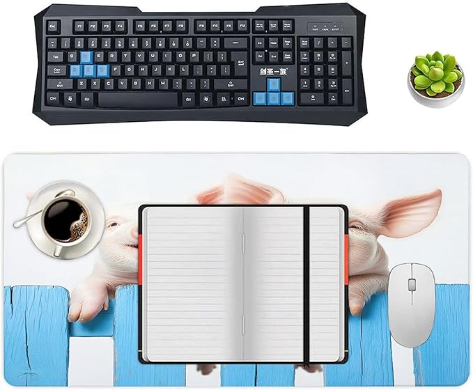 XXL Gaming Mouse Pad Animal Cute Pig XXL Gaming Mouse Pad Large Desk Mat Protector for Desktop Anti-Slip Rubber Extended Computer Keyboard Mat Writing Pad for Work Office 15.7 * 35.4 inB-390