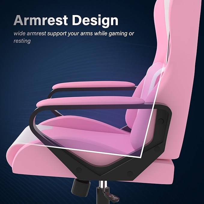 Gaming ChairSwivel Rolling Gaming Chair for AdultsErgonomic PC Gaming Chair PinkHeight Adjustable Computer ChairPU Leather Computer Chair with Headrest and Lumbar Support