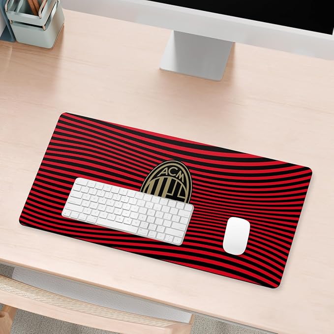 Head Case Designs Officially Licensed AC Milan Red Stripes Crest Logo 23.62 x 11.81 x 0.12 inches (600 x 300 mm) - L Gaming Office Desk PC Keyboard Mouse Mat Pad
