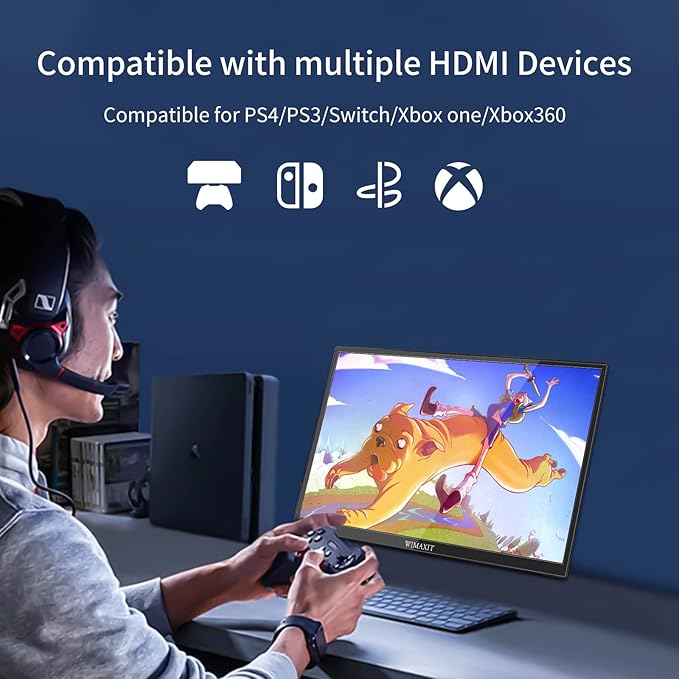 WIMAXIT 14 Portable Touch Monitor 1920x1080p Full HD Vesa Mount 98% sRGB Compatible with Laptop/PC/Game Console via HDMI/USB-C/3.5mm Audio Includes Cover Stand