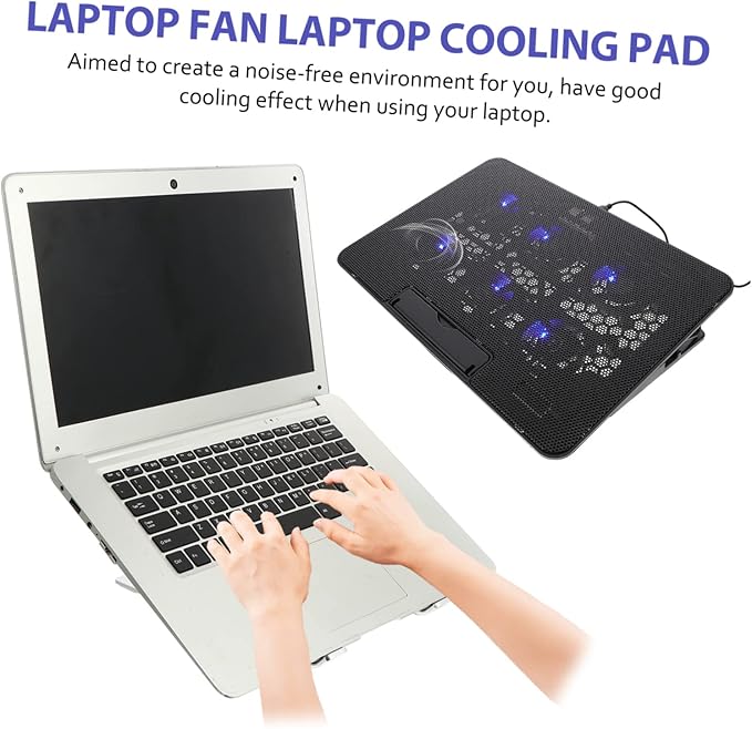 NUOBESTY Laptop Cooling Pad with Adjustable Height Fans for Enhanced Cooling USB Power Supply Design Stable Material for Gaming and Workstation Use