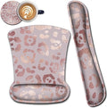 Ergonomic Mouse Pad Wrist Support and Memory Foam Keyboard Wrist Rest SetGel Mouse Mat with Non-Slip PU BaseKeyboard Palm Rest for Home Office Wireless Gaming Desk Pad Rose Gold Leopard Pink