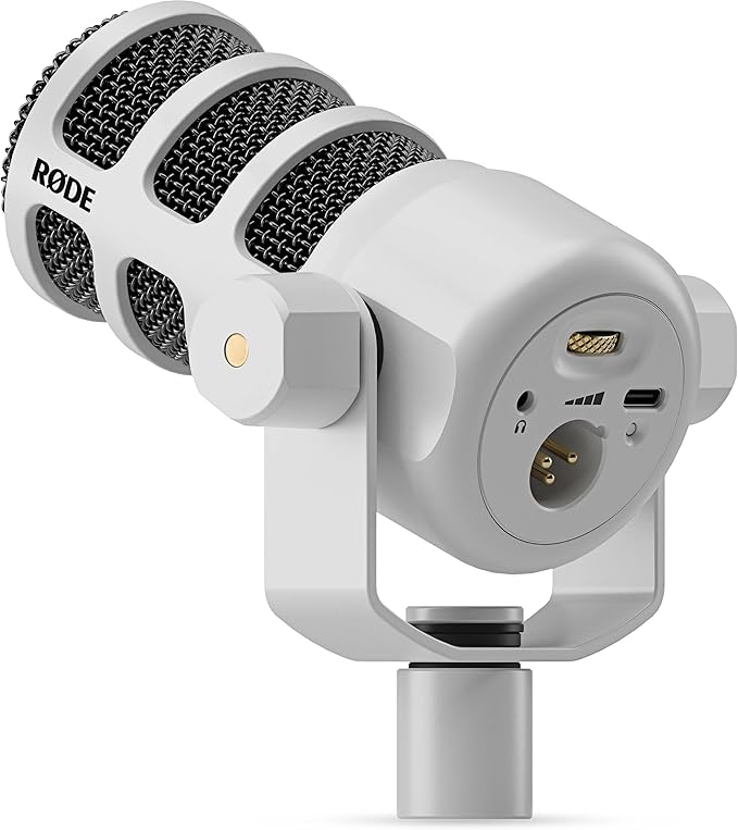 Rode PodMic USB Dynamic Broadcast Microphone (White) with Rode WS14 Pop Filter (White)