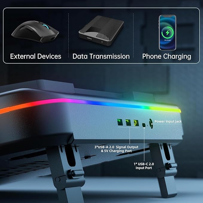Cooling Pad for Asus ROG Zephyrus G16 Gaming Laptop Cooler with Powerful Turbo Cooling Fan Can Fast Cooling CPU+GPU 40°C Variable Speed6 RGB Light