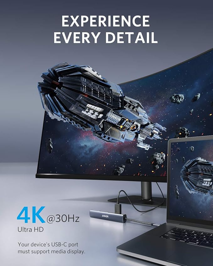Anker 6-in-1 USB C Hub with Ethernet USB C to 4K HDMI Multiport Adapter 1Gbps Ethernet 65W Power Delivery USB Ports for MacBook Air iPad Pro XPS and More