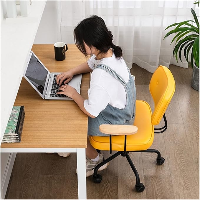 Adjustable Office Computer Chair with Armrest Office Chairs Office Furniture Home Soft Cushion Computer Armchair Lift Swivel Gaming Chair(Brown-armrest)