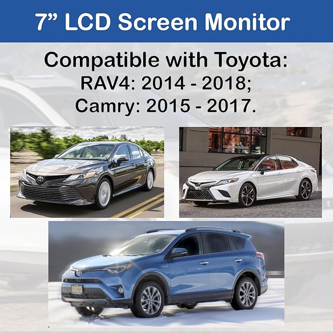 SCREENTRONICS LCD Display Monitor 7 Compatible Replacement for Toyota Camry 2015-2017 RAV4 2014-2018 Car Radio Navigation 12-pin Part# C070VTN01 (LCD Monitor ONLY)