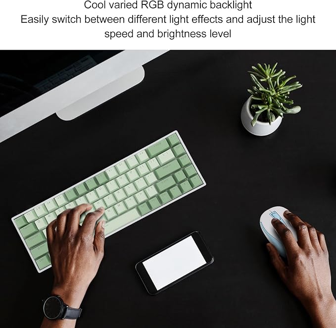 Gaming Mechanical Keyboard Blue Switch Hot Swappable Type C Wired/BT / 2.4G Cordless Keyboard with RGB Dynamic Backlight for for Android for iOS