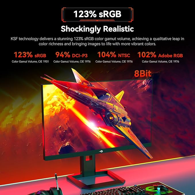 TITAN ARMY 24.5 Inch 240Hz 1440p Gaming MonitorQHD 2560 x 1440p Fast IPS 1ms GTGAdaptive Sync126% sRGBHDR10Low Blue Light VESA 100x100HDMI 2.0 DisplayPort 1.4 Vertical Gaming Monitor P2510S