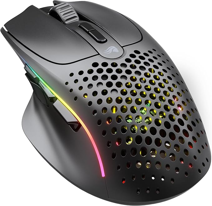 GLORIOUS Gaming Model I 2 Wireless Gaming Mouse - Hybrid 2.4Ghz &amp Bluetooth 75g Superlight 9 Buttons (2 Swappable) RGB PTFE Feet MMO/MOBA/FPS Long Battery Life Side Thumb Rest - Black
