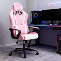 Gaming Chair Ergonomic Office Chair Desk Chair with Lumbar Support 360 Swivel &amp Rolling Computer Chair for Adults PU Leather Racing Style Supports 250lbs(Pink)