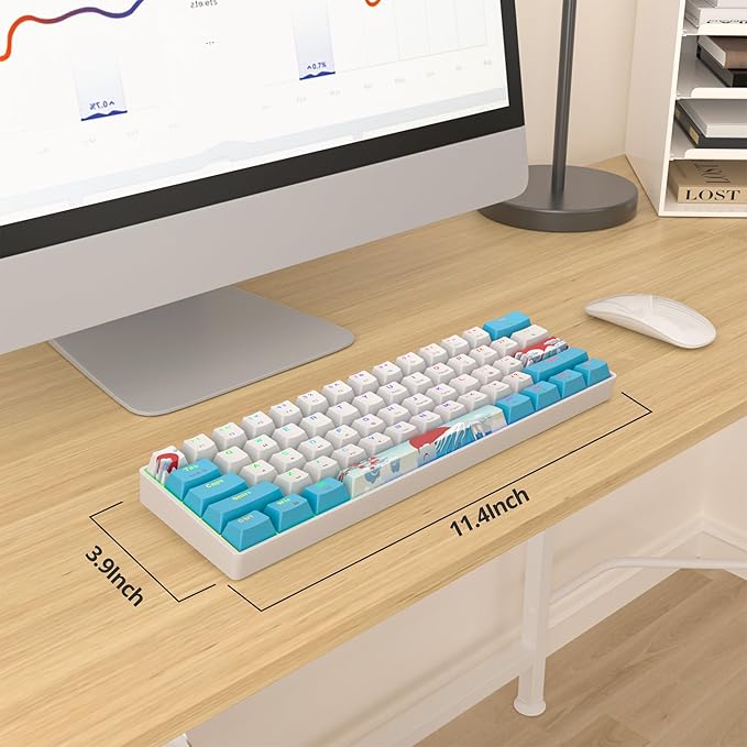 Fogruaden Wired 60% Percent Mechanical Keyboard RGB Gaming Keyboard 60 Percent Ultra-Compact 61Keys Mini Wired Keyboard with Red Switch for Win/Mac PC Gamer