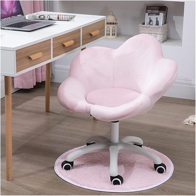 Adjustable Office Computer Chair with Armrest Small Apartment Computer Chair for Student Dormitory Study Makeup Chairs Home Rotating Writing Office Chair(Dark Pink)