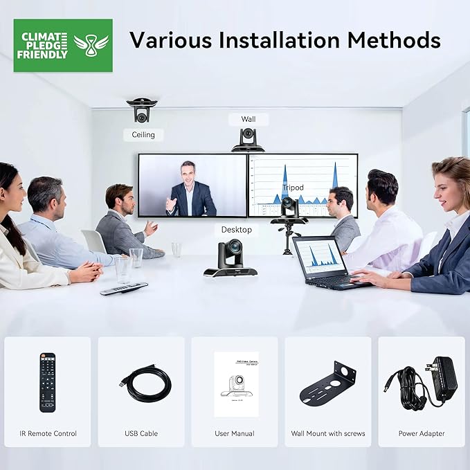 Tenveo 12X Optical Zoom PTZ Conference Camera USB3.0/HDMI 90° Wide View Angle FHD 1080P 60FPS for Video Conferencing Business Meeting Church Services Worship Education Zoom Teams OBS
