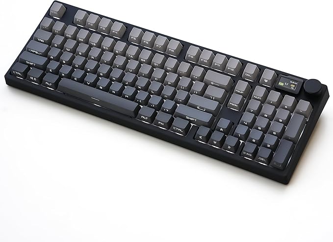 NJ98 Wireless Custom Mechanical Keyboard with Screen Knob 96% Hot Swappable RGB Keyboard Mac Windows (Dark Steel Plate-Mix5 Linear)