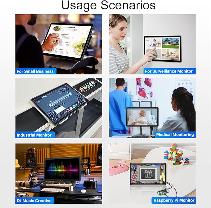 MAGEX 15.6 Touchscreen Monitor HDMI VGA DVI FHD 1080p IPS Rp Pi Touch Screen Monitor 10-Point Touch Display with Remote Control Speakers VESA Touch Screen for PC Pi POS Kiosk Industrial