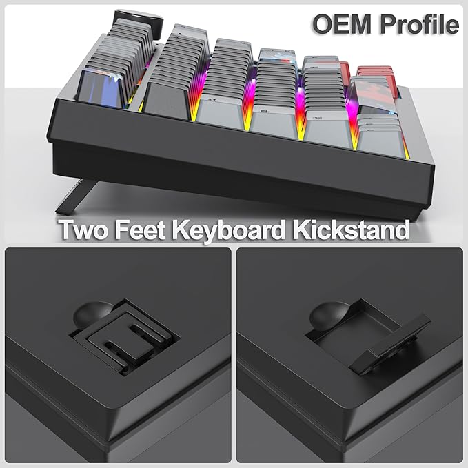 Fogruaden 75% Wired Mechanical Gaming Keyboard - 75 Percent TKL Hot Swappable Gasket Mount Red Switch RGB Backlit 82 Keys NKRO Compact with Knob (Dark)