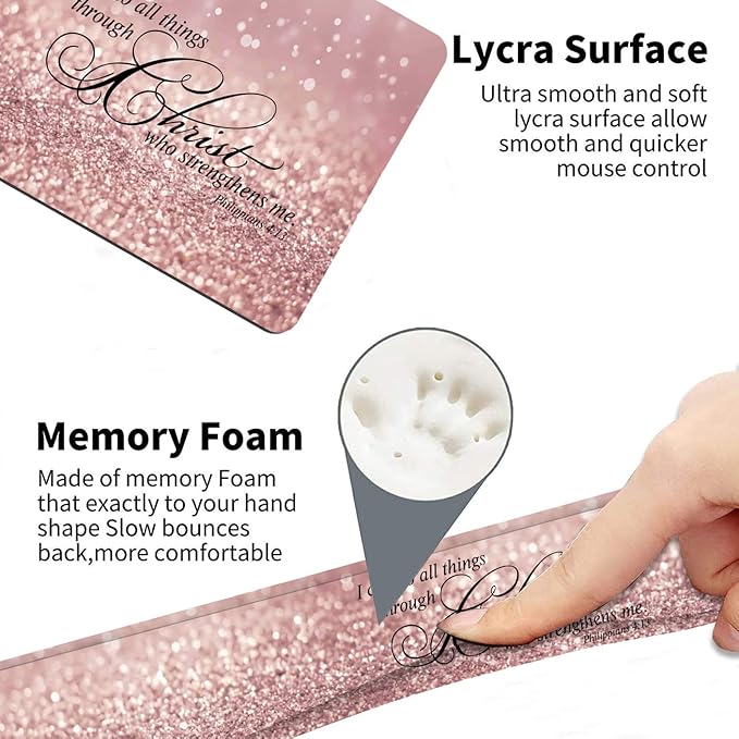 Ergonomic Keyboard Wrist Rest Pad + Wrist Rest Pad + Square Mouse Pad + Coaster Soft Lycra and Non-Slip Rubber Base Gel Memory Foam Wrist Pad Set for Pain Relief Bible 4-13 Astigmatic