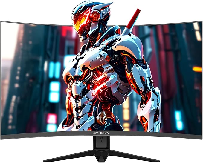 CRUA 27'' Curved Gaming Monitor 260Hz/240Hz QHD 1440P 1800R VA Panel Computer Monitor with Built-in Speakers Support AMD FreeSync 120% sRGB Blue Light Filter HDMI2.0 &amp DP1.4 Wall Mountable-B