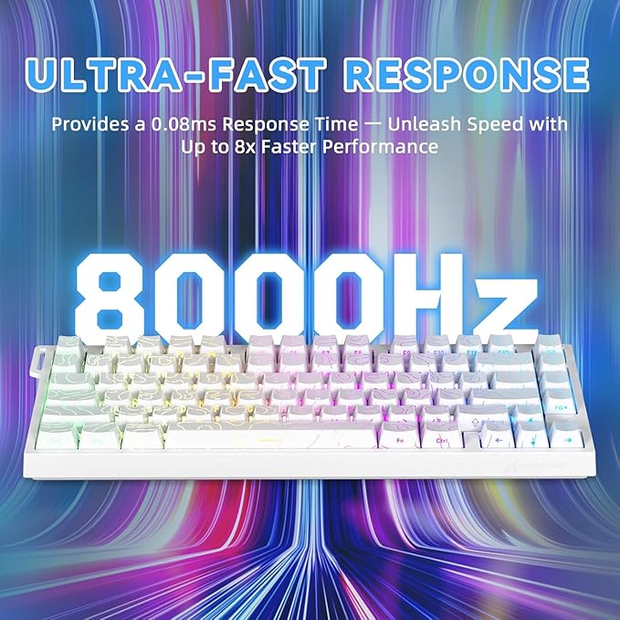 ATTACK SHARK R82HE Rapid Trigger Wired Mechanical Gaming Keyboard TKL NKRO with 8K Polling0.005mm RT Accuracy256K Scan Rate5 Layer Sound DampedHall Effect Magnetic Switch for PC Mac(White Contour)