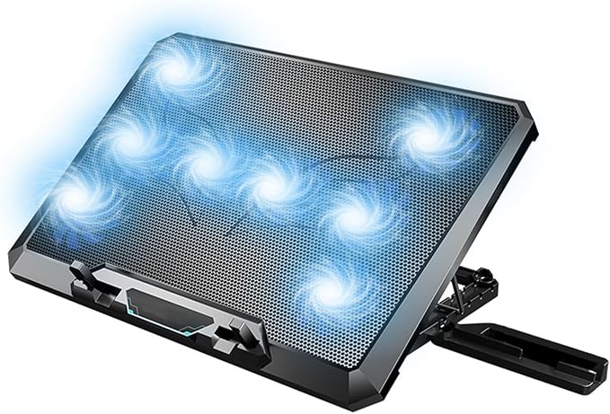 Notebook Cooling Stand Laptop Holder with 8 Quie Fans Heatsink for Up to 18Inch Laptops Includes Phone Holder Laptop Cooling Pad