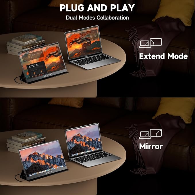 memzuoix 15.6 FHD 1080P Portable Monitor｜Second External｜100% sRGB｜USB-C+HDMI for PS5/Switch｜VESA Mount｜Built-in Speakers | Black