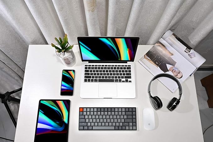 Keychron K2 75% Layout RGB Bluetooth Wireless Mechanical Keyboard with Keychron Super Red Switch/Anti Ghosting/N-Key Rollover Compact 84 Keys USB Wired Gaming Keyboard for Mac Windows-Version 2