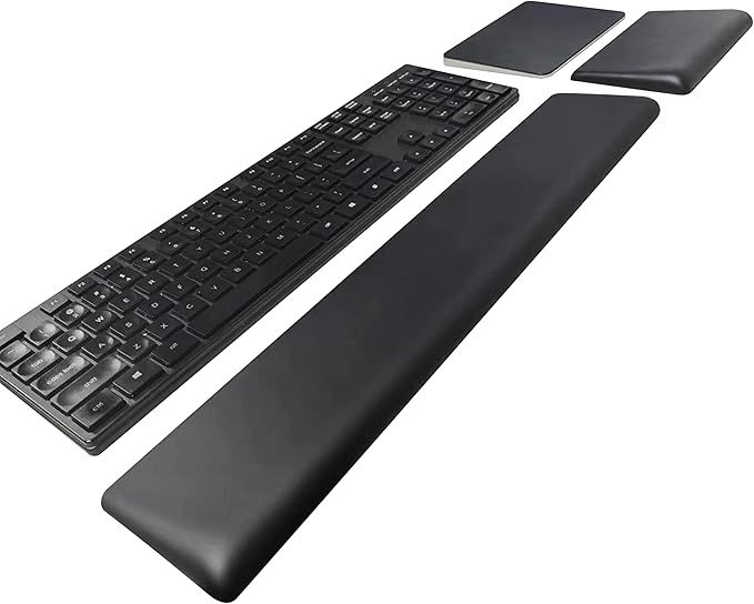 HONKID Low Profile Wrist Rest (H 0.2-0.58in) for Slim Keyboards and Mouse Made of Cool Gel and Non-Slip Rubber Base Easy Typing and Relieve Wrist Pain Black