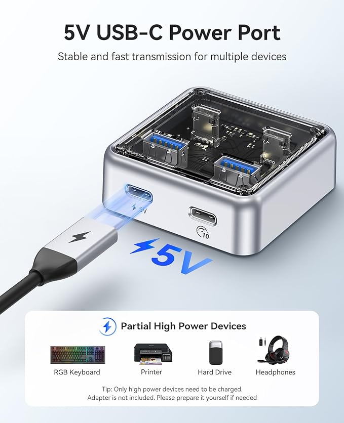 ORICO Multiport Aluminum USB Hub with 3.28 Ft Cable 7 Ports USB 3.0 Hub+ 4 Ports USB 3.2 Hub