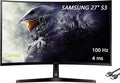 Samsung 27 Essential S3 Series FHD LED Curved Monitor 1800R Game Mode 100Hz Refresh Rate Dual Ports Eye Comfort Black with HDMI Cable